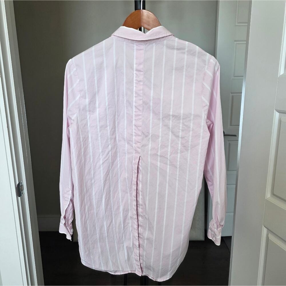L'AGENCE Pink & White Striped Layla Tunic Blouse Size L - Picture 6 of 7